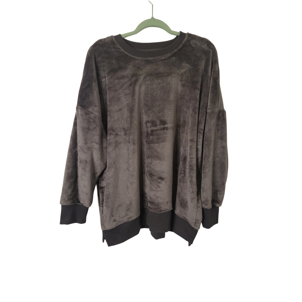 Womens Soft Velvet Sweater - Charcoal